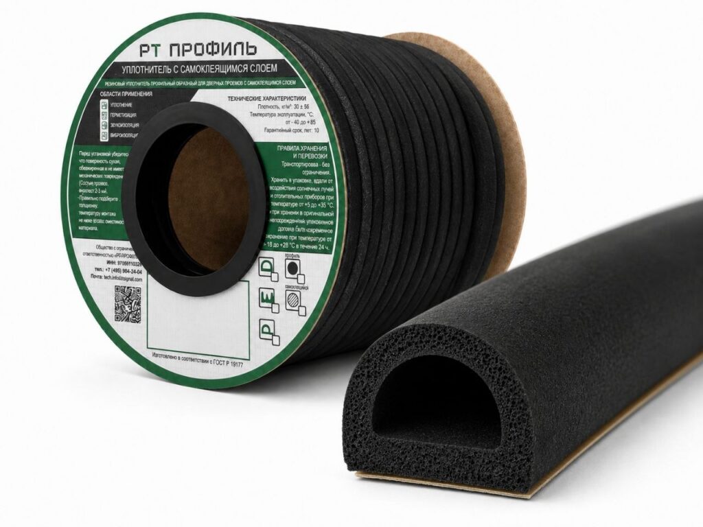 Уплотнитель дверной D-образный EPDM